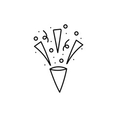 cute party popper isolated confetti explosion firecrackers celebration vector drawing illustration hand drawn style