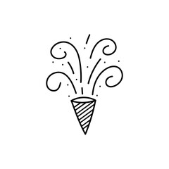 cute party popper isolated confetti explosion firecrackers celebration vector drawing illustration hand drawn style