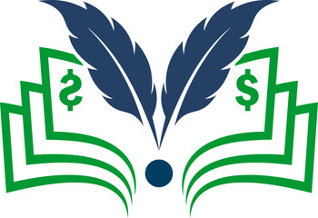 Money line art with feather