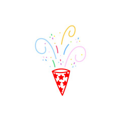 cute party popper isolated confetti explosion firecrackers celebration vector drawing illustration hand drawn style