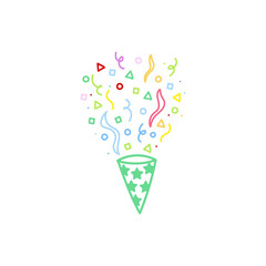 cute party popper isolated confetti explosion firecrackers celebration vector drawing illustration hand drawn style
