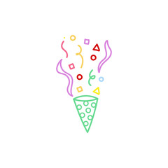 cute party popper isolated confetti explosion firecrackers celebration vector drawing illustration hand drawn style