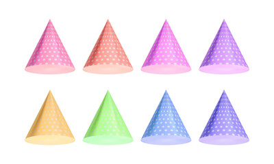 Vector realistic party hat set collection 3d vector illustration isolated on white background