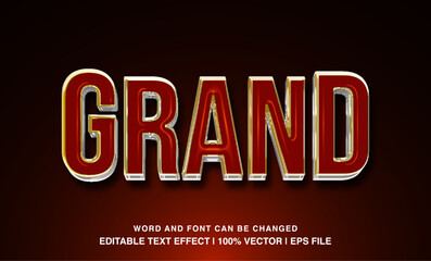 Grand editable text effect template, bold red glossy futuristic style typeface, premium vector	