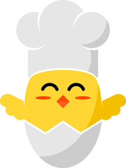 Chicks with egg shell and chef hat