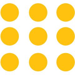 Digital png illustration of rows of yellow spheres on transparent background