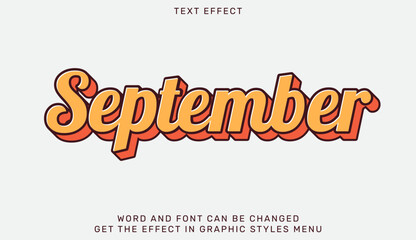 September text effect template in 3d design
