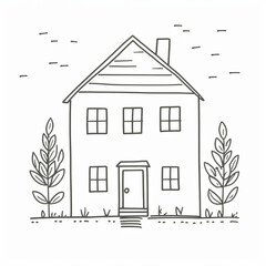 House sketch illustration, artistic, minimalistic, sketches, architectural, clean, stylish, creative projects.