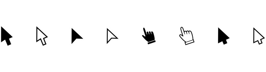 Hand click icon set. pointer icon vectors. hand cursor icon vectors. cursors icon sets. click icon sets. vector isolated.
