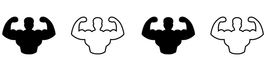 Flexed biceps emoji. Biceps Gesture Icon. Hands of various skin tones. muscle vector icon set. vector isolated.