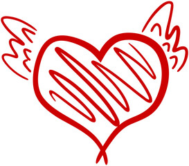 vector illustration collection red heart. Set vector red heart hand drawn for Valentine's Day