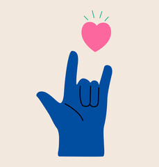 Concept symbol of love, support, family, romance. Colorful vector illustration