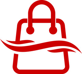 Shopping bag line art with sea wave