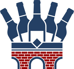 Bridge with five bottle on top