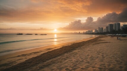 Fototapeta premium Spectacular Seaside Sunset Multicolored Skyline