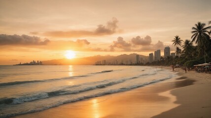 Spectacular Seaside Sunset Multicolored Skyline