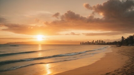 Fototapeta na wymiar Spectacular Seaside Sunset Multicolored Skyline