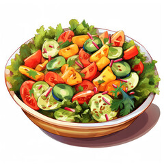 illustration of Salad is food that very much vegetables are carrot broccoli brinjal cucumber tomatoes capsicums etc.