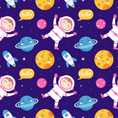 Smile Seamless Pattern Design Illustration with Smiling Character and Happiness Face in Template Hand Drawn Flat Cartoon