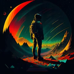 Poster colorful astronaut on an inhospitable planet © OMAR