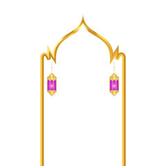 Golden islamic frame design concept clipart