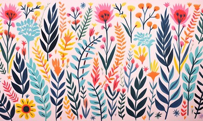 Fototapeta na wymiar Botanical illustrations in gorgeous pastel colors