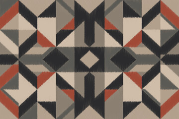 Ikat Pattern, Geometric ethnic pattern design for background or wallpaper, seamless pattern.