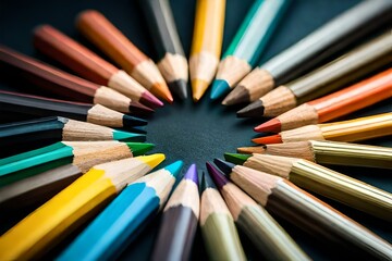Fototapeta premium color pencils on black background