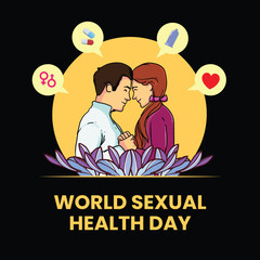 World Sexual Health Day, Vector illustration, web, social media, greeting cards, healthy relationships, September 4, background, template, awareness, right to healthy relationships
