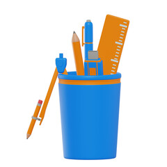 Stationery in cup 3D Icon