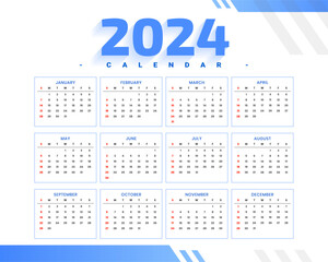 minimal style 2024 new year calendar template organize events