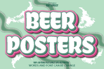 Beer Posters Editable Text Effect 3D Flat Gradient Style