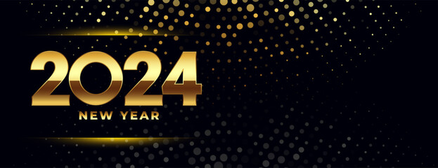 stylish happy new year 2024 greeting wallpaper with shiny effect