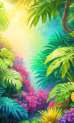 Fototapeta na wymiar Colorful tropical vegetation exotic beach landscape