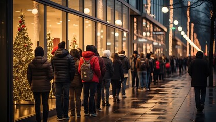 People in a shopping center at night