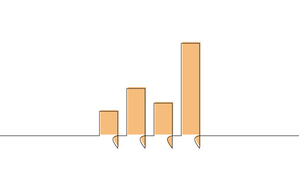 recommend clip art: Continuous line drawing of graph. Bar chart with yellow color. Illustration vector of business growth icon. Object one line. Single line art