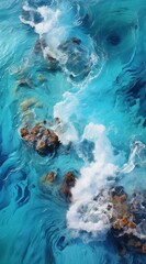 Obraz na płótnie Canvas Black rock in middle of the sea