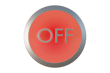 3D Illustration , modern material style metal , OFF button