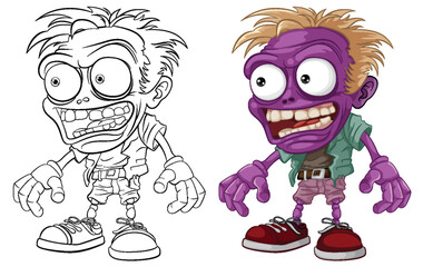 Creepy Scary Bald Zombie Monster Man Cartoon