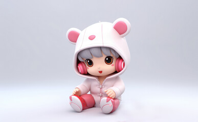 Naklejka premium Kawaii 3d character
