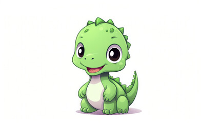 Fototapeta premium Cute baby dinosaur on white background