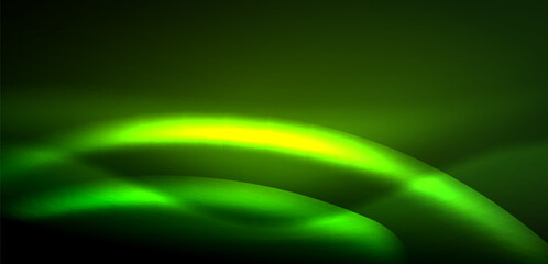 Dynamic waves in ethereal glow of neon lights. Concept merges fluidity of motion with vibrant allure of neon, crafting entrancing backdrop that embodies both vitality and futuristic sophistication