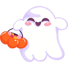 Halloween ghost carry pumpkin 