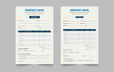Set of cash memo template with a4 size, business payment invoice design, vector illustration eps 10