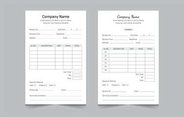 Set of cash memo template with a4 size, business payment invoice design, vector illustration eps 10