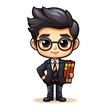 Cute attorney Character Cartoon isolated on a white background
