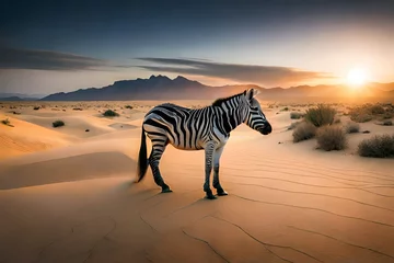 Foto op Canvas zebra at sunset © baloch