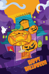 halloween greeting card and celebration vector illustration