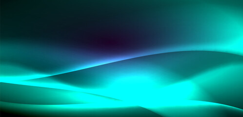 Dynamic waves in ethereal glow of neon lights. Concept merges fluidity of motion with vibrant allure of neon, crafting entrancing backdrop that embodies both vitality and futuristic sophistication