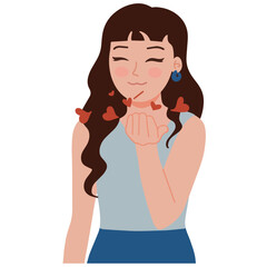 Portrait pretty cute woman blow a kiss vector illustration